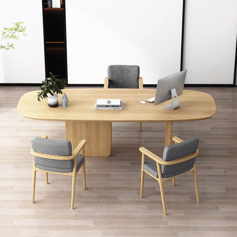 Oval Pine Solid Wood Table Simplicity Dining Room Collection with Double Pedestal Clearhalo ' dining_table' 'Dining Tables & Seating' 'Dining Tables' 'furn' 'furn_dining_table' 'Furniture' 'furniture_dining_table' 'Kitchen & Dining Furniture' 'kitchen&dining_furn' 'kitchen' 'kitchen_dining_table' 1200x1200_e769ad91-5669-4e7b-96b8-10661efb8ca4