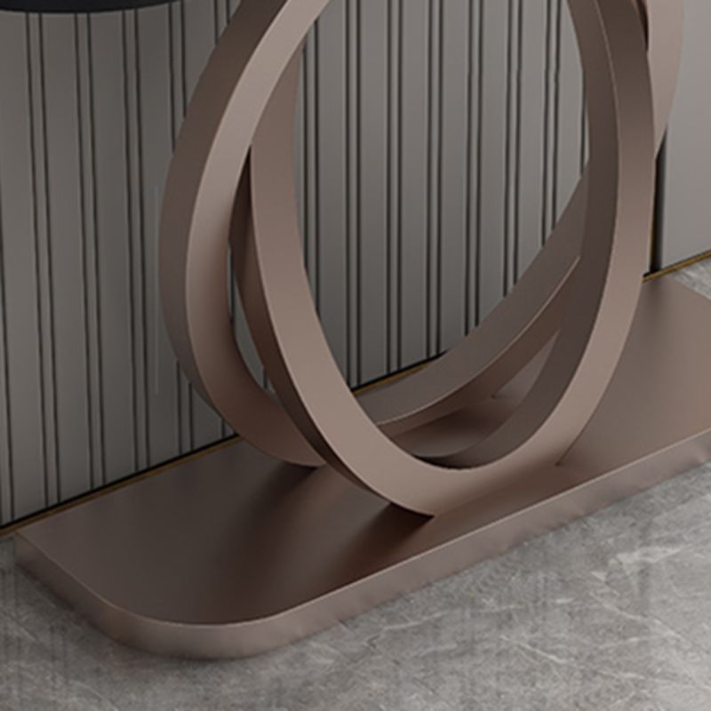 Contemporary Console Table Stone Half Moon Accent Table , 13.78" W