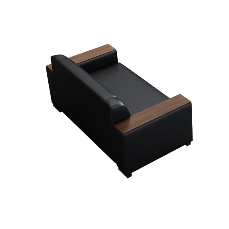 Square Arm Sofa 34.64" High Faux Leather/Genuine Leather Sofa