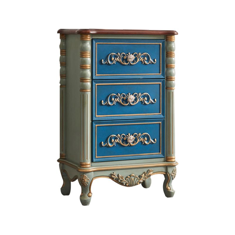 Cómoda tradicional de almacenamiento de madera de caucho para el hogar con 3 cajones
