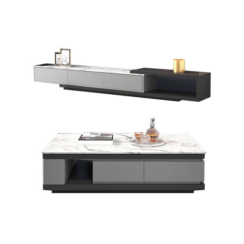 Wit hedendaagse marmeren top koffiecocktailtafel met opslag