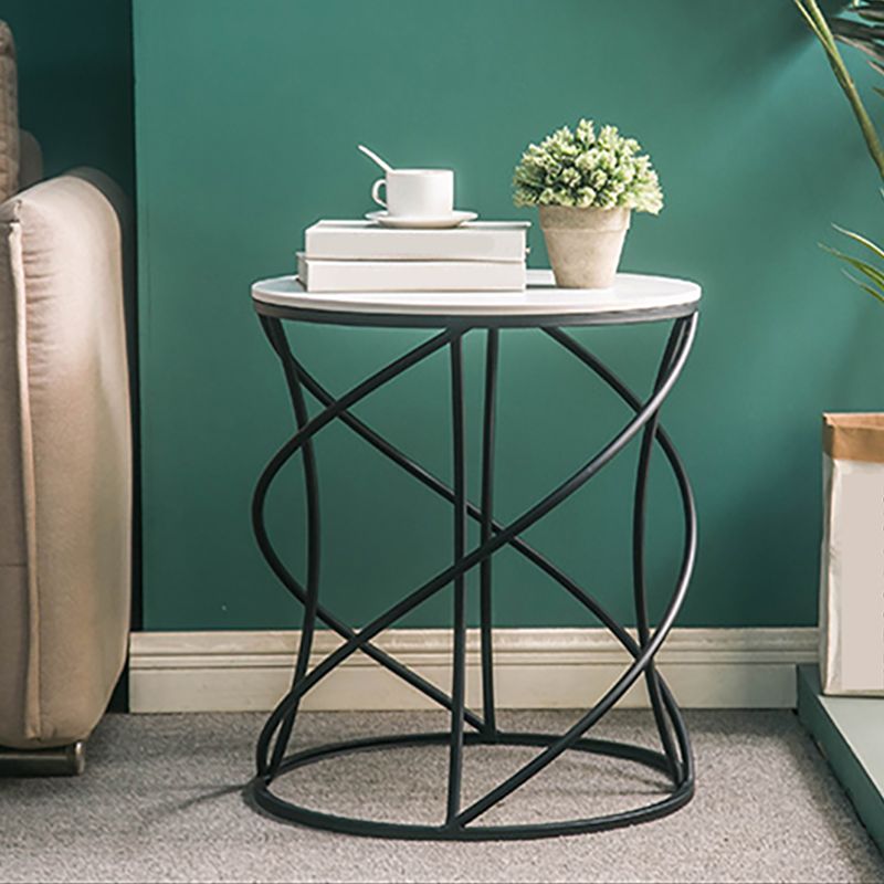 Modern Frame Slate End Table Round Minimalist Side End Table