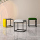 Contemporary Pouf Ottoman Fabric Solid Color Metal Frame Square Ottoman