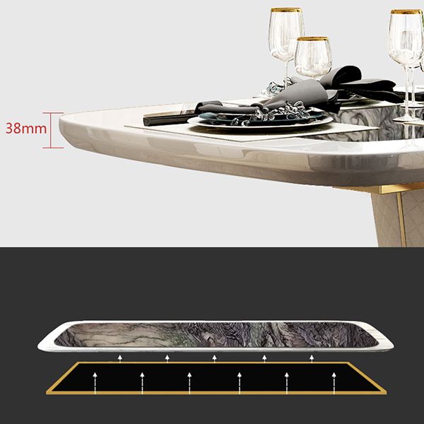 Glam Marble Rectangle Shape Dining Table Standard Kitchen Dining Table with Pedestal Base Clearhalo ' dining_table' 'Dining Tables & Seating' 'Dining Tables' 'furn' 'furn_dining_table' 'Furniture' 'furniture_dining_table' 'Kitchen & Dining Furniture' 'kitchen&dining_furn' 'kitchen' 'kitchen_dining_table' 1200x1200_e7716d1d-5f19-4230-890f-9c6a255c42cf