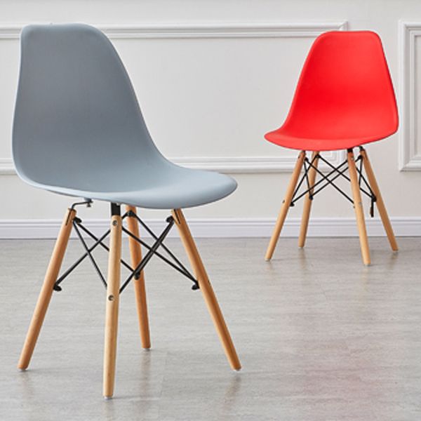 Scandinavian Wood Kitchen Dining Chair Armless Solid Back Chair Clearhalo 'Dining Chairs' 'Dining Tables & Seating' 'dining_chair' 'Furniture' 'furniture_dining_chair' 'Kitchen & Dining Furniture' 1200x1200_e77236d0-c1cd-4046-9505-ff9a1d183bc4