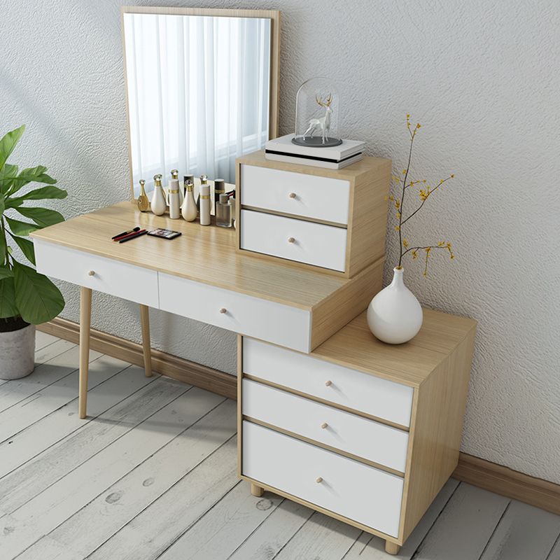 Tocador de maquillaje de dormitorio en tocador de madera de ingeniería nórdica natural