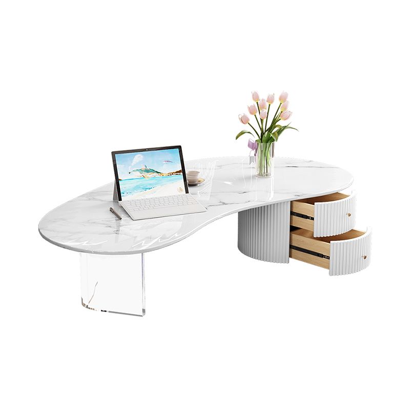 Freiform-Cocktailtisch aus Schiefer, abstrakter Couchtisch mit 2 Schubladen