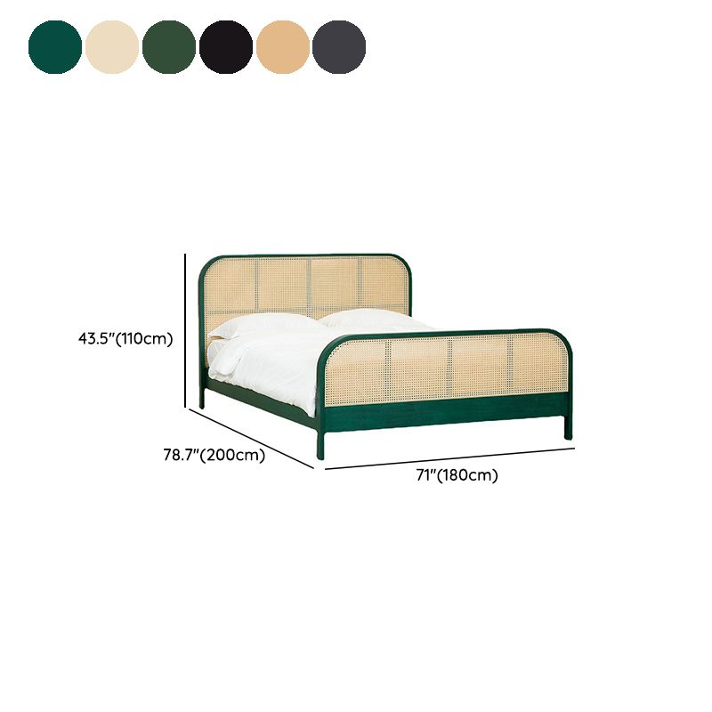 Natuurlijk massief houten standaard bed tropisch paneelbed met hoofdeinde en voetbord