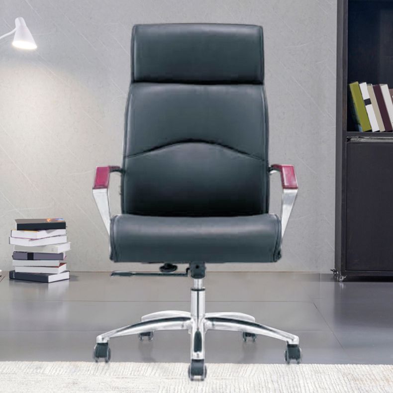 Contemporary Arm Chair Fixed Arms Blue Faux Leather Office Chair Clearhalo 'furn' 'furn_office_chair' 'Furniture' 'Office Chairs' 'Office Furniture' 'office_chair' 1200x1200_e7769751-af01-4fa9-b5ab-e344afacc05f