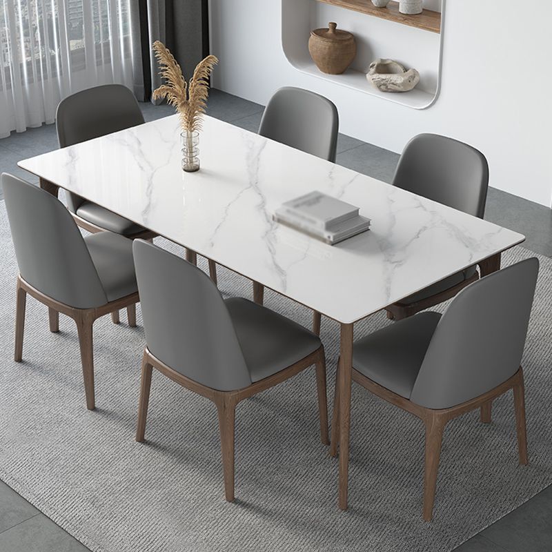 Minimalist White Sintered Stone Dining Set Standard Rectangle Shape Dining Set with 4 Legs Table Clearhalo 'Dining Room Sets' 'Dining Tables & Seating' 'dining_room_set' 'Furniture' 'furniture_dining_room_set' 'Kitchen & Dining Furniture' 'kitchen&dining_furn' 'kitchen' 1200x1200_e776ce2d-1dab-4ee4-bfe7-b823d59b60cf