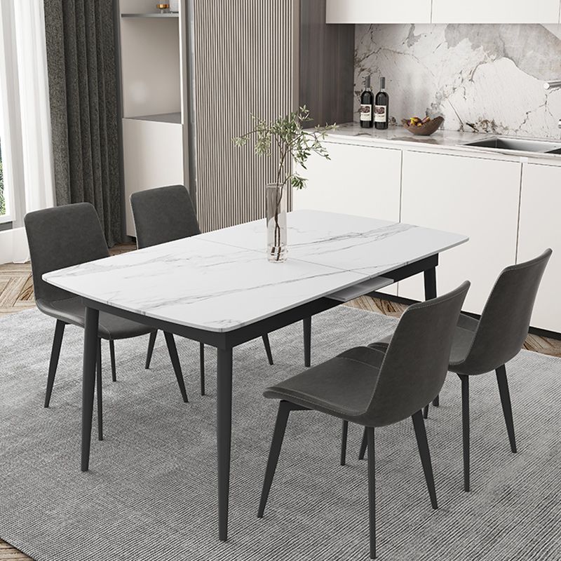 Modern 1/4/5/7 Pieces Scalable Dinette Set with Sintered Stone Top White Dining Table Set Clearhalo 'Dining Room Sets' 'Dining Tables & Seating' 'dining_room_set' 'furn' 'furn_dining_room_set' 'Furniture' 'furniture_dining_room_set' 'Kitchen & Dining Furniture' 1200x1200_e7774847-8411-4e9c-a8ad-3cf02173ebd0