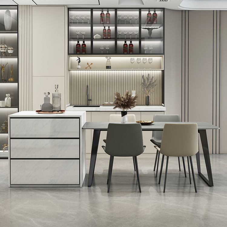 石のテーブルのモダンな灰色の長方形のダイニングルームテーブルキッチンのためのテーブル