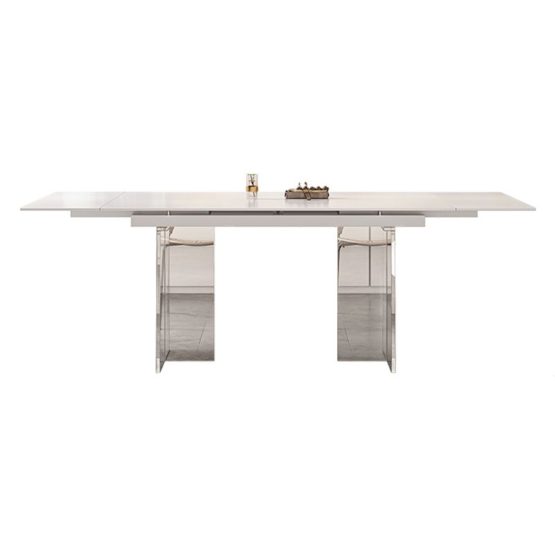 White Dining Table Set 1/4/5/7 Pieces with Acrylic Base Kitchen Furniture Set Clearhalo 'Dining Room Sets' 'Dining Tables & Seating' 'dining_room_set' 'furn' 'furn_dining_room_set' 'Furniture' 'Kitchen & Dining Furniture' 1200x1200_e77897bc-1d40-4ce6-a65c-9a686d07b20f