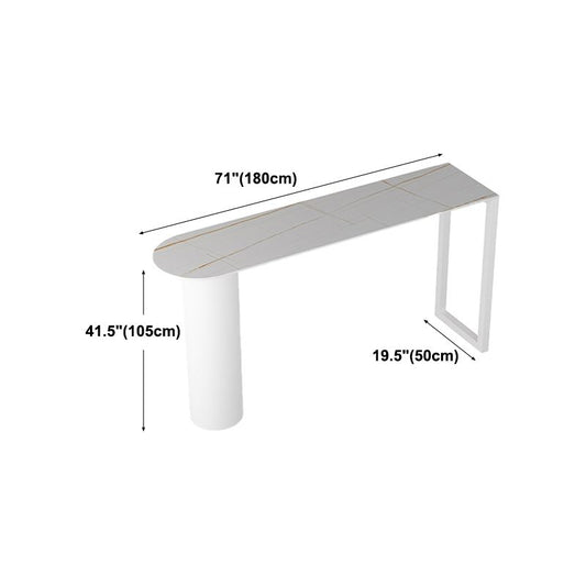 Contemporary Bar Dining Table Indoor Bar Table with Iron Base in White Clearhalo 'Bar Furniture' 'Bar Tables' 'bar_tables' 'Furniture' 'furniture_bar_tables' 'Kitchen & Dining Furniture' 'kitchen&dining_furn' 'kitchen' 1200x1200_e77aee8f-719e-40ac-be30-045985d9af76