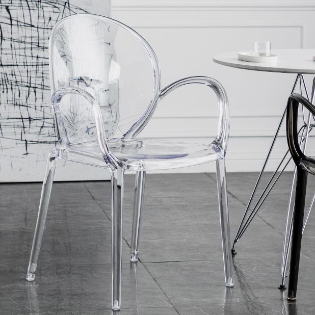 Nordischer Acrylarm-Essstuhl für Restaurant, 17-Zoll-Höhe