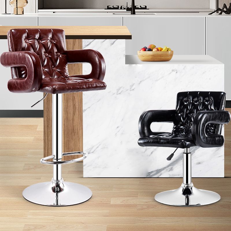 Modern Armed PU Upholstery Bar Stool Adjustable Swivel Backrest Counter Chair Clearhalo 'Bar Furniture' 'Bar Stools' 'bar_stools' 'furn' 'furn_bar_stools' 'furniture_bar_stools' 'Kitchen & Dining Furniture' 'kitchen&dining_furn' 'kitchen' 'kitchen_furn' Furniture' 1200x1200_e77d929d-9d3a-411d-933d-eb40659f679b