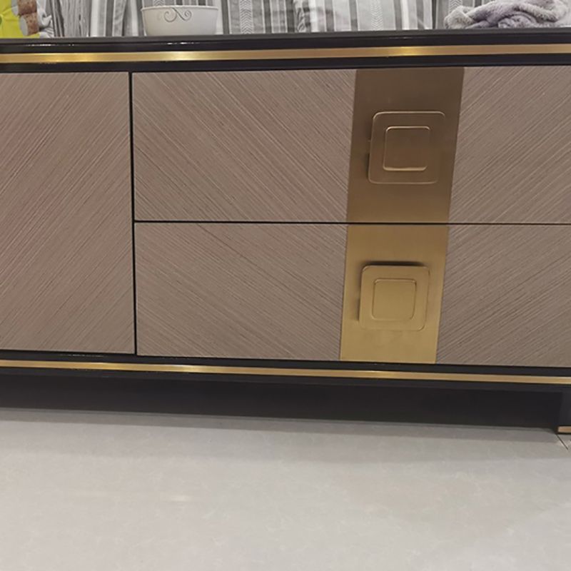 23.62 "H TVスタンドグラムスタイルの囲まれたストレージテレビコンソール3つの引き出し付き