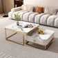 Glam Nesting Couchtisch-Set, Couchtisch aus Schiefer mit quadratischem Rahmen