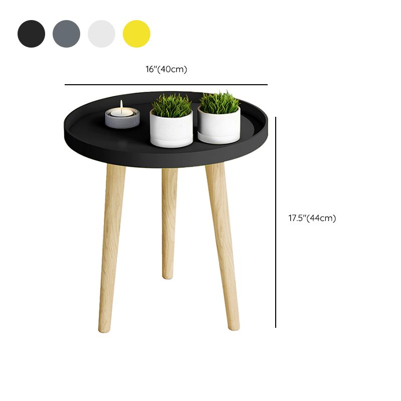 17.71" Tall Plastic Round Top Side Table Wooden 3 Legs End Table