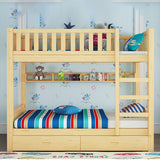 Solid Wood Bunk Bed Contemporary Rubberwood Bed with Headboard