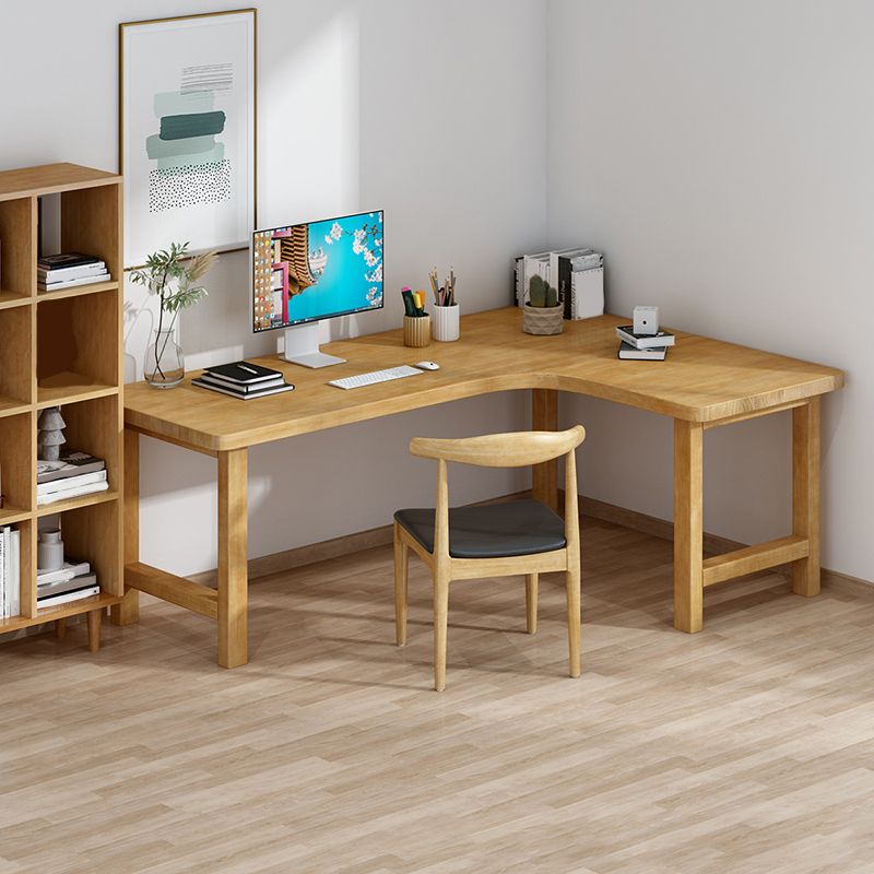 30 "H Modern Office Desk a forma L naturale scrittura in legno solido naturale
