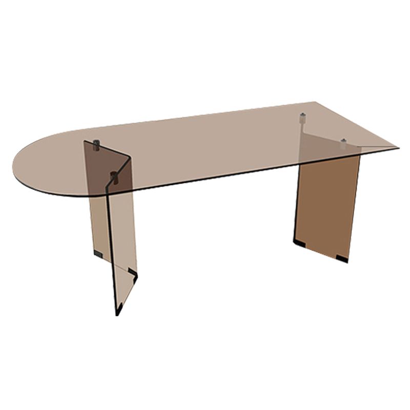 Glass Contemporary Free Form Dining Table Glass Table for Dining Room and Kitchen Clearhalo ' dining_table' 'Dining Tables & Seating' 'Dining Tables' 'furn' 'furn_dining_table' 'Furniture' 'furniture_dining_table' 'Kitchen & Dining Furniture' 'kitchen&dining_furn' 'kitchen' 'kitchen_dining_table' 1200x1200_e7839945-4447-4e29-96b3-1ebcc5722321