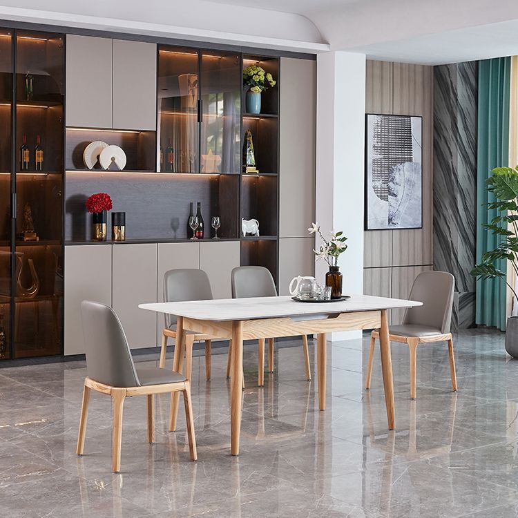 Mid-Century Rectangle White Table Sintered Stone Extendable Dining Table for Kitchen Clearhalo ' dining_table' 'Dining Tables & Seating' 'Dining Tables' 'furn' 'furn_dining_table' 'Furniture' 'furniture_dining_table' 'Kitchen & Dining Furniture' 'kitchen&dining_furn' 'kitchen' 'kitchen_dining_table' 1200x1200_e783b8d8-13dc-4a29-92bd-c72154572416