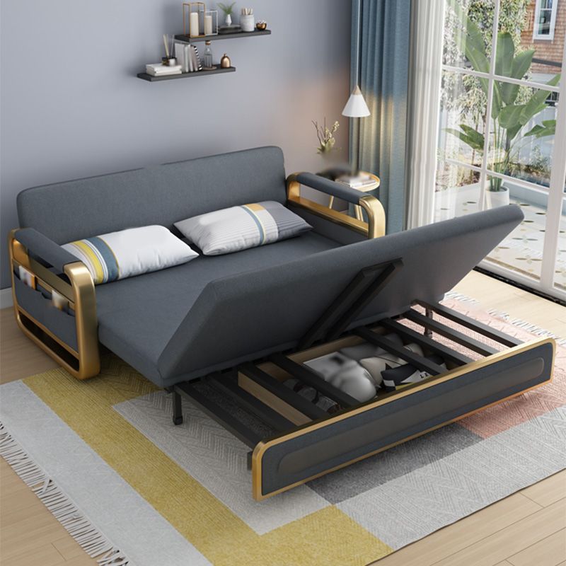 Faux Leather Metal Arm Convertible Futon Sofa Bed Tight Back Loveseat Clearhalo 'furn' 'furn_sofas' 'Furniture' 'furniture_sofas' 'kitchen' 'kitchen_sofas' 'Living Room Furniture' 'Sofa' 'sofas' 1200x1200_e784744c-9868-49b2-80f6-0bdf2b2f0909