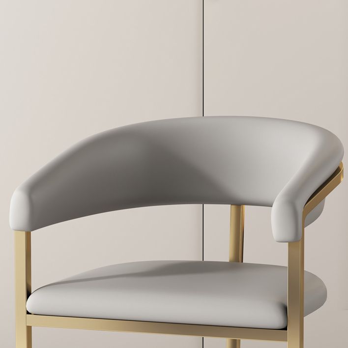 Moderne rugleuning armleuning kussenstoel met metalen basis voor eetkamer