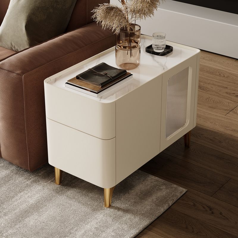 Tray Top Rectangular Side Table with 2 Drawers and a Cabinet Clearhalo 'Coffee & Accent Tables' 'End & Side Tables' 'end_side_tables' 'furn' 'furn_end_side_tables' 'Furniture' 'Living Room Furniture' 1200x1200_e7853df3-cdcf-47de-ae5b-9e54804287e2