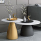 Mid-Century Modern Metal Pedestal Round Tray Top Single Coffee Table