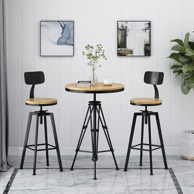 Industrial Adjustable Height Black Counter Stools Iron Wood Bar Stools with Round Seat Clearhalo 'Bar Furniture' 'Bar Stools' 'bar_stools' 'furn' 'furn_bar_stools' 'furniture_bar_stools' 'Kitchen & Dining Furniture' 'kitchen&dining_furn' 'kitchen' 'kitchen_furn' Furniture' 1200x1200_e78659bb-0f06-49db-8ec8-9984a8176611