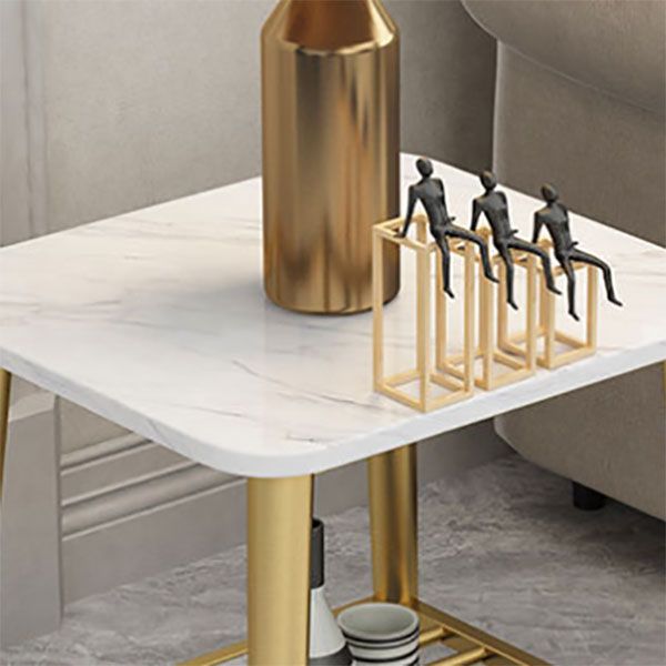 Rectangle Slate Top Side Table 21.65" Tall Metal 4 Legs End Table with Shelf Clearhalo 'Coffee & Accent Tables' 'End & Side Tables' 'end_side_tables' 'furn' 'furn_end_side_tables' 'Furniture' 'Living Room Furniture' 1200x1200_e786f63b-1a9c-49a9-8131-f35a2ddc6ed2