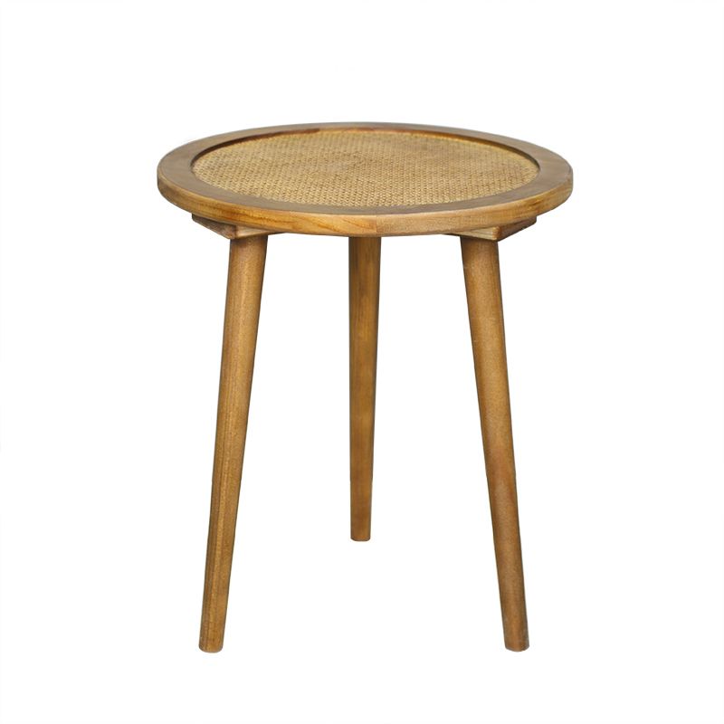 French Rustic Round Rattan Top Side Table 3 Legs Wooden End Table Clearhalo 'Coffee & Accent Tables' 'End & Side Tables' 'end_side_tables' 'furn' 'furn_end_side_tables' 'Furniture' 'Living Room Furniture' 1200x1200_e788cb48-ba9c-452f-a9c9-0ee09718840b