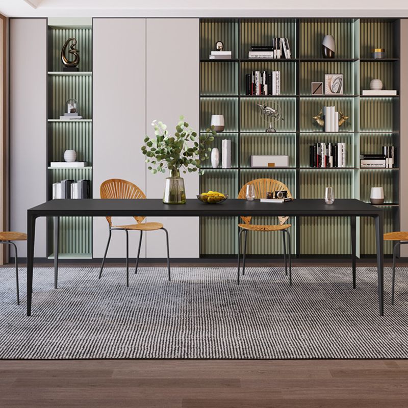 Black Stone Dining Table Contemporary Dining Table with 4 Legs Clearhalo 'Dining Tables & Seating' 'Dining Tables' 'dining_table' 'furn' 'furn_dining_table' 'Furniture' 'furniture_dining_table' 'Kitchen & Dining Furniture' 'kitchen' 'kitchen_dining_table' 1200x1200_e789db3f-5d55-4a7f-b373-37515aa23464