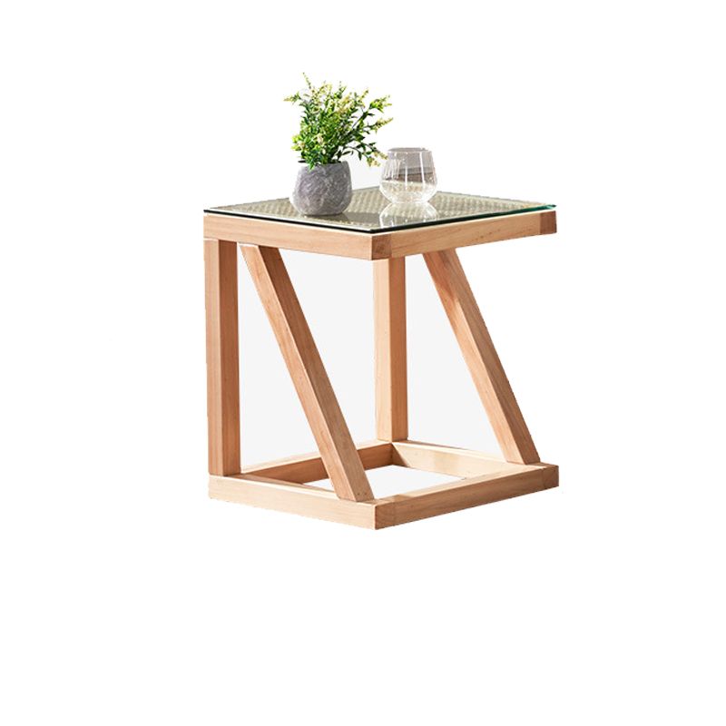 Contemporary Solid Wood Frame Square Living Room Accent Side Table