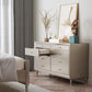 Contemporary Horizontal Double Dresser White/Silver Dresser with Storage for Home