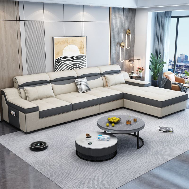 133.86"D x 70.87"W x 35.43"H Modern Removable Cushions Scooped Arm Sectionals with Storage Clearhalo 'furn' 'furn_sectionals' 'Furniture' 'furniture_sectionals' 'kitchen' 'kitchen_sectionals' 'Living Room Furniture' 'Sectionals' 1200x1200_e78c25df-d13d-4de4-8aa6-fcb616c9107b