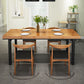 Industrial Dining Table with Metal Legs Brown Solid Wood Top Table
