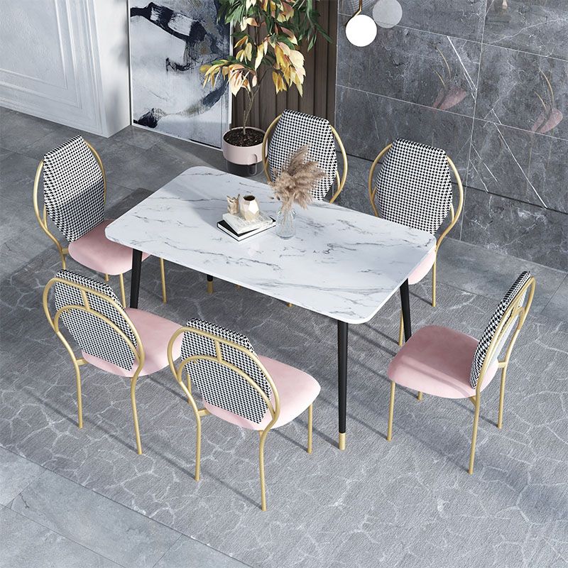 Glam Style Dining Chairs Kitchen Dining Armless Chair with Metal Legs Clearhalo ' kitchen&dining_furn' 'Dining Chairs' 'Dining Tables & Seating' 'dining_chair' 'furn' 'furn_dining_chair' 'Furniture' 'furniture_dining_chair' 'Kitchen & Dining Furniture' 'kitchen' 1200x1200_e78d5aa9-8b8d-416f-bbd0-68866512459b
