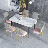 Glam Style Dining Chairs Kitchen Dining Armless Chair with Metal Legs Clearhalo ' kitchen&dining_furn' 'Dining Chairs' 'Dining Tables & Seating' 'dining_chair' 'furn' 'furn_dining_chair' 'Furniture' 'furniture_dining_chair' 'Kitchen & Dining Furniture' 'kitchen' 1200x1200_e78d5aa9-8b8d-416f-bbd0-68866512459b