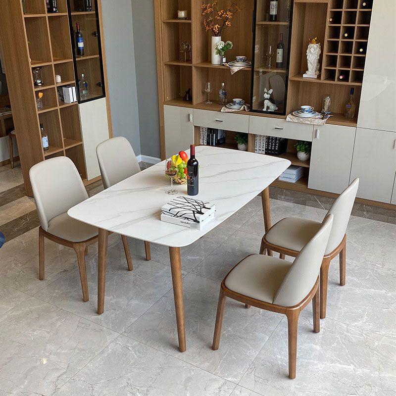 Contemporary Modern Rectangle Stone Table 4 Legs Home Kitchen Dinner Table Clearhalo ' dining_table' 'Dining Tables & Seating' 'Dining Tables' 'furn' 'furn_dining_table' 'Furniture' 'furniture_dining_table' 'Kitchen & Dining Furniture' 'kitchen&dining_furn' 'kitchen' 'kitchen_dining_table' 1200x1200_e78e46e3-09e9-49b6-b55b-c60b0aef7106