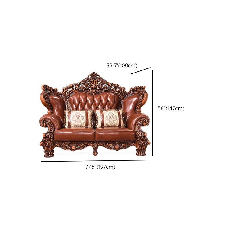 Canapé en cuir authentique marron cannet à dos de fraction de fraction