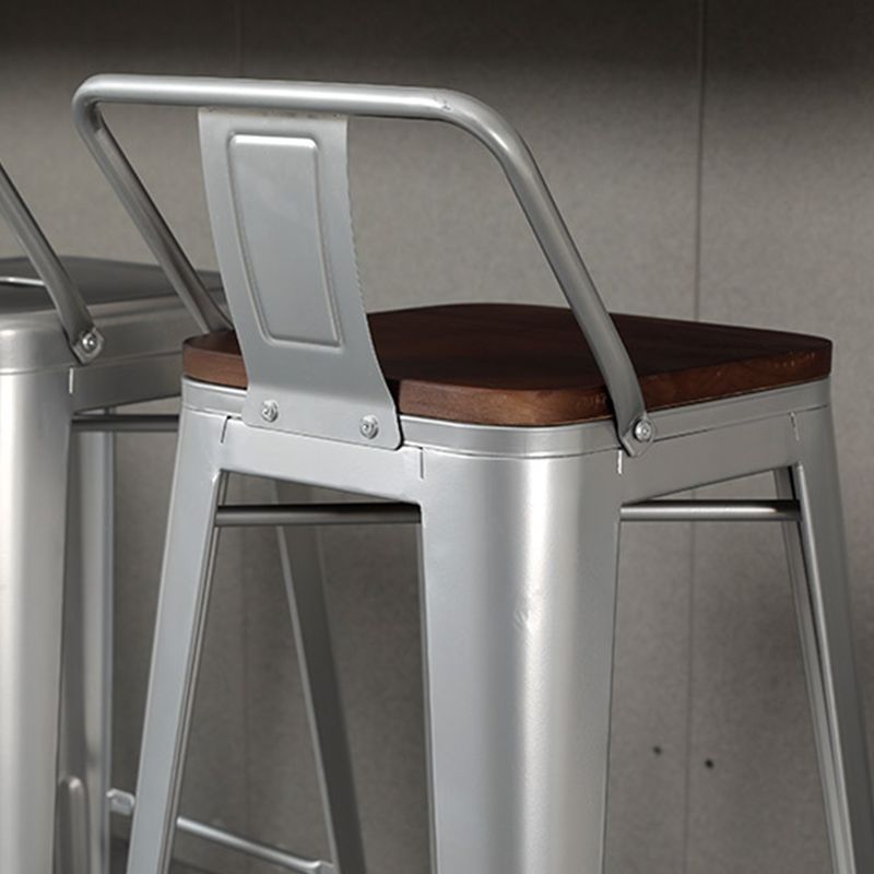 Contemporary Metal Bar Stool Low Back Dining Stool with Footrest Clearhalo 'Bar Furniture' 'Bar Stools' 'bar_stools' 'furn' 'furn_bar_stools' 'Furniture' 'Kitchen & Dining Furniture' 1200x1200_e78f2297-a4f5-4f4c-926d-3f06bc9273a5