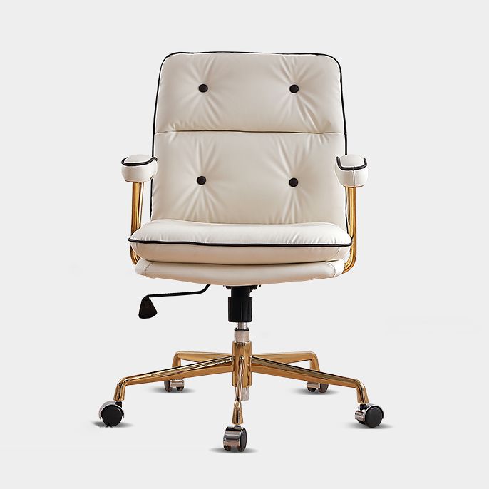 Mid-back Office Chair Leather Seat with Fixed Armrest and Tufted Office Chair Clearhalo 'Furniture' 'furniture_office_chair' 'Office Chairs' 'Office Furniture' 'office_chair' 1200x1200_e78fe4c6-a9c4-421f-ab24-8c78a046b0d4