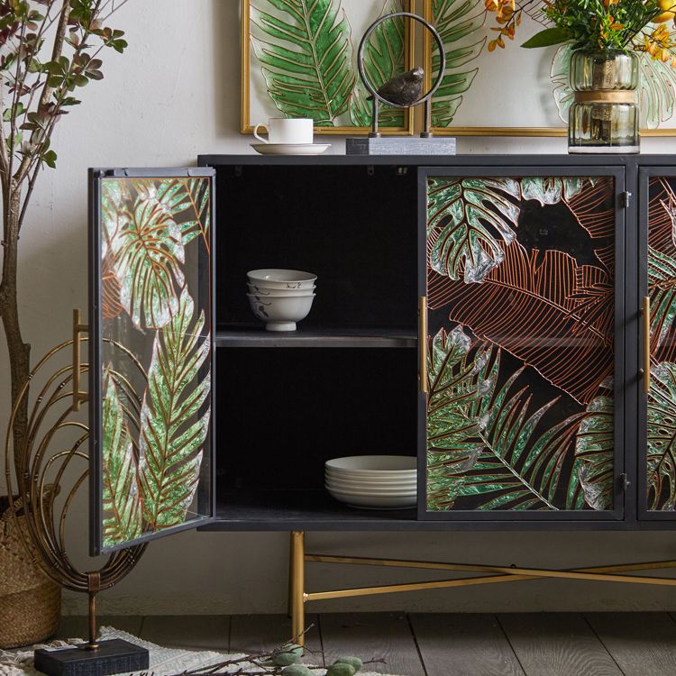 Tradizionale mobile in legno in porcellana in vetro con porte con porte