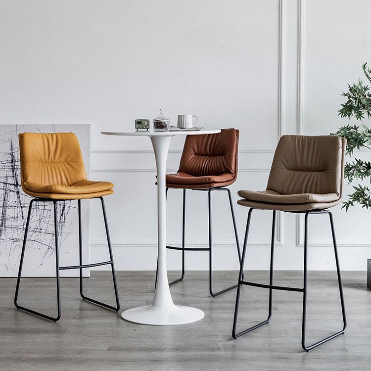 Nordic Indoor Simple Barstool Low Back Iron Tall Stool with Leather Seat Clearhalo 'Bar Furniture' 'Bar Stools' 'bar_stools' 'furn' 'furn_bar_stools' 'furniture_bar_stools' 'Kitchen & Dining Furniture' 'kitchen&dining_furn' 'kitchen' 'kitchen_furn' Furniture' 1200x1200_e79183fc-f301-49cf-8fb3-166034ba00cf