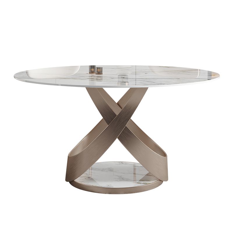 Modern 1/4/5/7 Pieces Dinette Set with White Sintered Stone Round Dining Table Set Clearhalo 'Dining Room Sets' 'Dining Tables & Seating' 'dining_room_set' 'furn' 'furn_dining_room_set' 'Furniture' 'furniture_dining_room_set' 'Kitchen & Dining Furniture' 1200x1200_e791b5ce-f958-4b04-a660-a9427e27142f