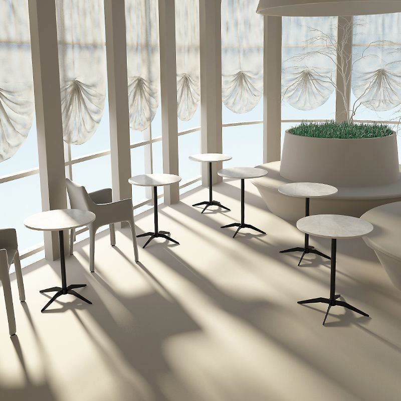 Moderne stenen cocktailtafel met zwarte voetstuk salontafel - 21.7 ''/23.6 ''