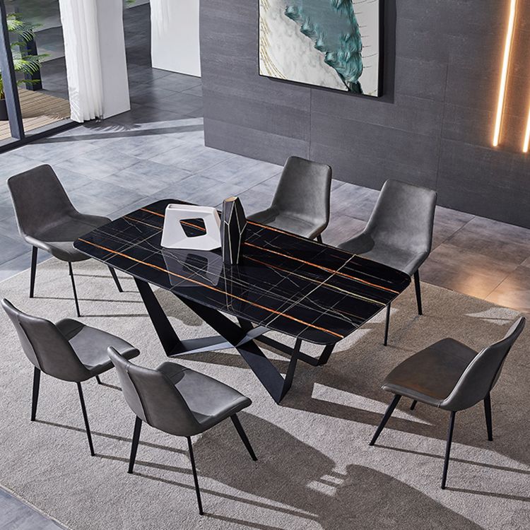 Modern Dining Set 1/4/5/7 Pcs Rectangle Dining Table with Wingback Chairs Clearhalo 'Dining Room Sets' 'Dining Tables & Seating' 'dining_room_set' 'furn' 'furn_dining_room_set' 'Furniture' 'Kitchen & Dining Furniture' 1200x1200_e7925157-9b17-4576-9ff7-2266d09ab4a8